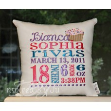 Cupcake - Birth Announcement Pillow